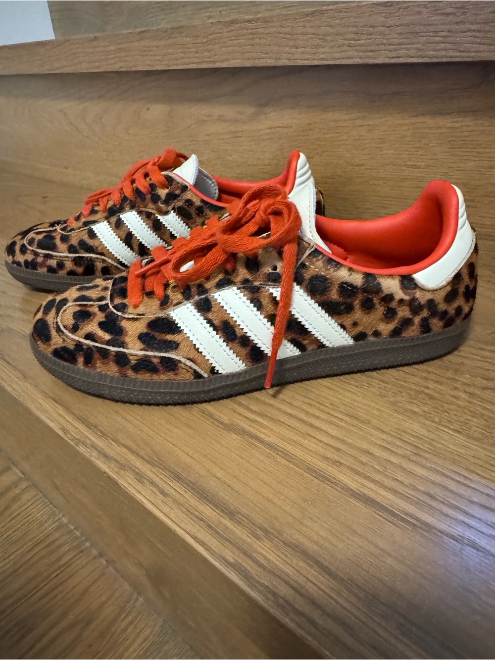Adidas Leopard-Print Sneakers with Orange Laces - Picture 1 of 7